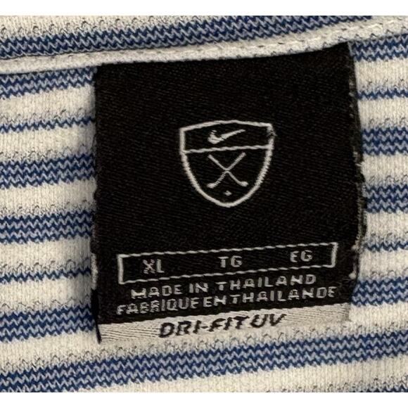 Nike Golf Dri Fit UV Short Sleeve Blue/White Striped Polo Size XL - Picture 3 of 5